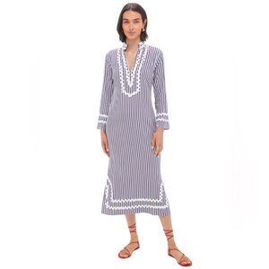 Tuckernuck x Sail to Sable Classic Caftan with Ric Rac trim. Navy &White. S. NWT